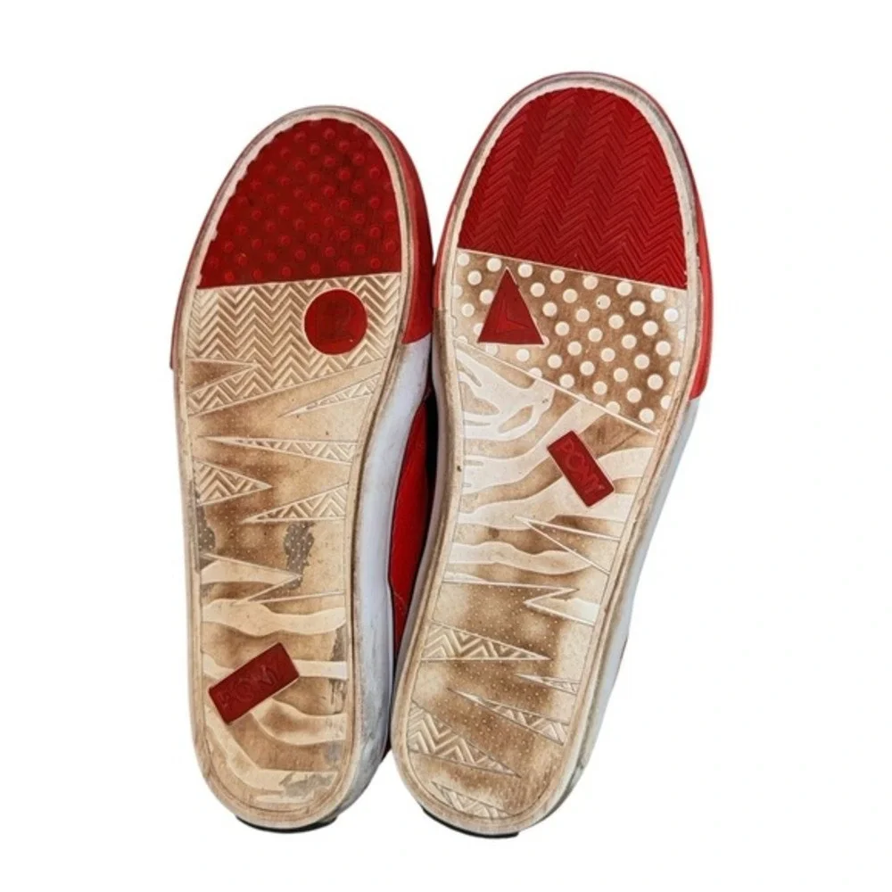 PONY‎ Red Leather Mid Top Sneakers MENS 13 Pre-Owned Shaun Neff Signature Shoes